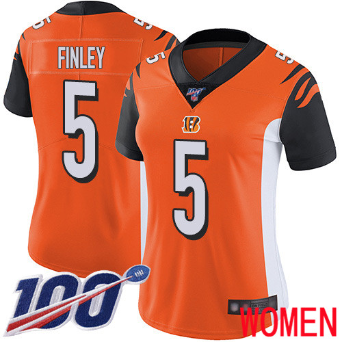 Cincinnati Bengals Limited Orange Women Ryan Finley Alternate Jersey NFL Footballl #5 100th Season Vapor Untouchable->cincinnati bengals->NFL Jersey